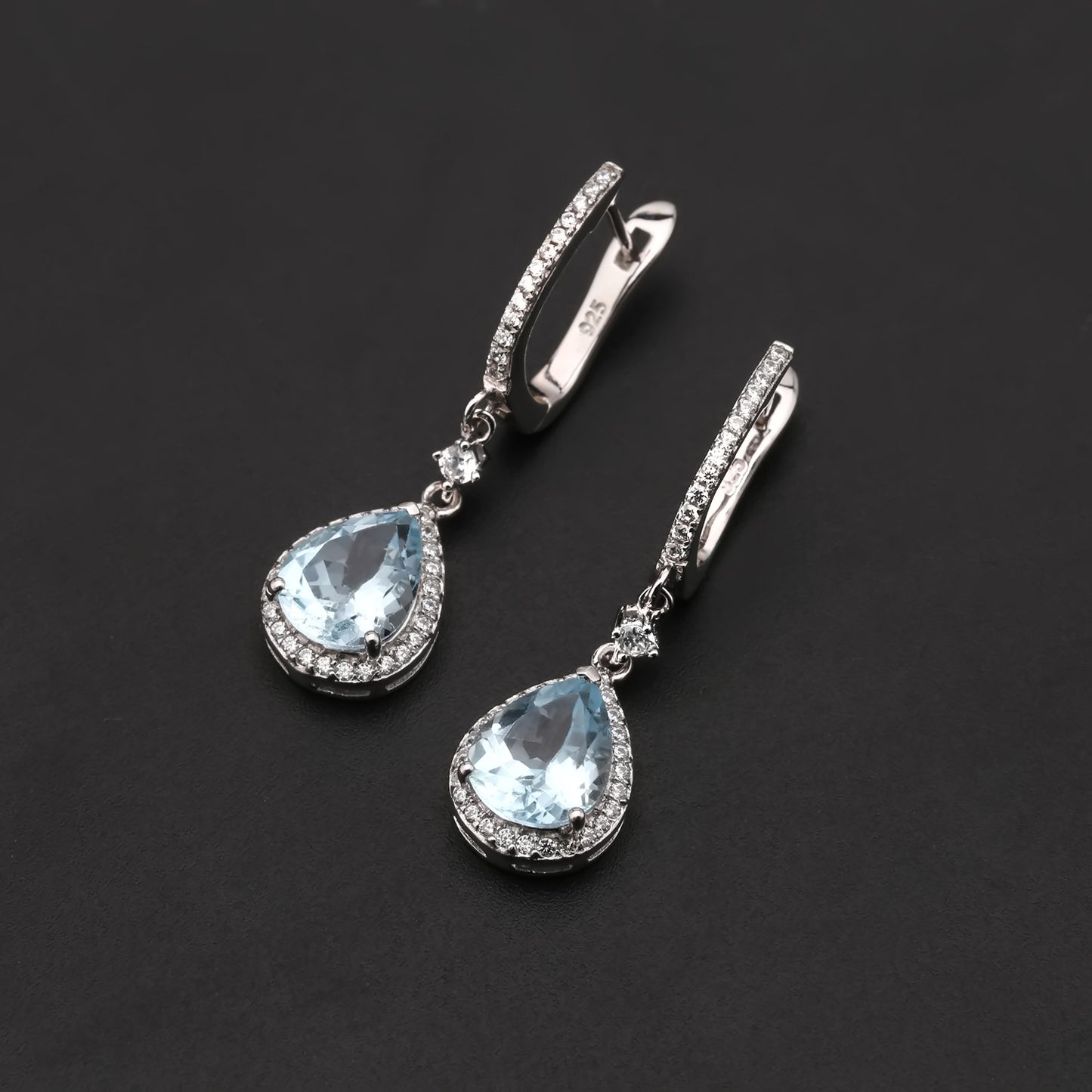 Pendientes de topacio natural, pendientes de piedras preciosas naturales con incrustaciones de plata s925