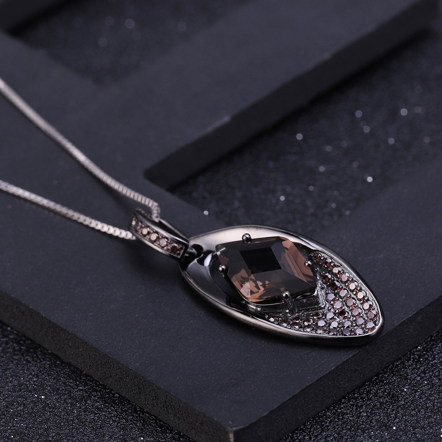 925 Silver Natural Color Treasure Tea Crystal Necklace Pendant