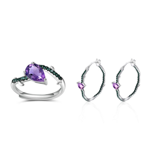 Designer's Premium Earrings s925 Sterling Silver Inlaid with Natural Colorful Treasure Amethyst Earrings