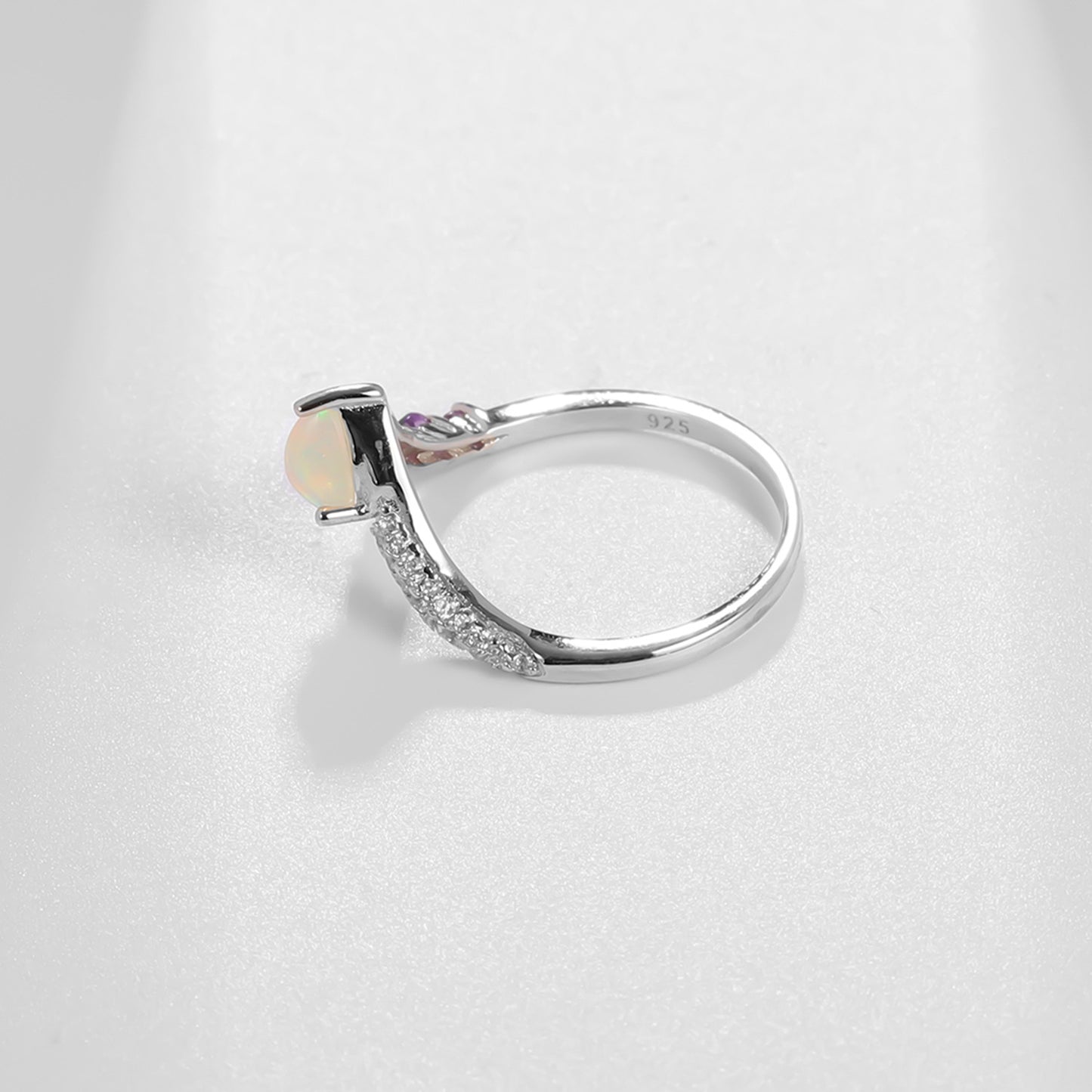 Natural gem ring s925 silver inlaid natural colorful ring