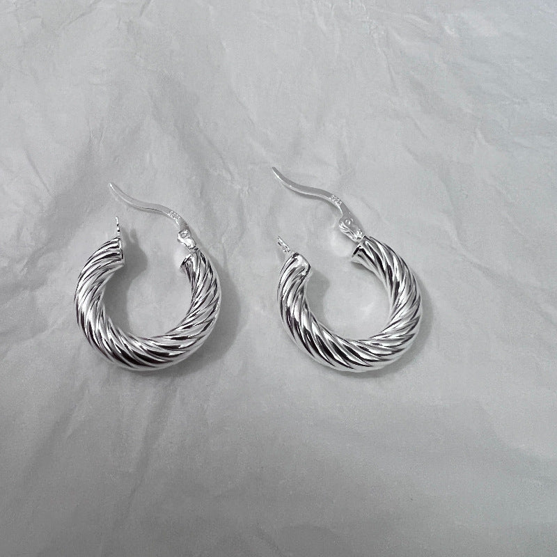 [DF] Version coréenne 925 boucles d'oreilles en argent sterling industrie lourde gravées en sergé mode simple pour femmes style ins petites boucles d'oreilles livre rouge boucles d'oreilles coréennes