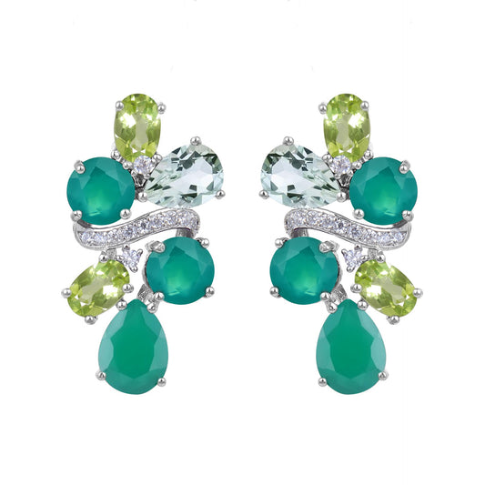 Personality inlay colored gems s925 silver earrings earrings