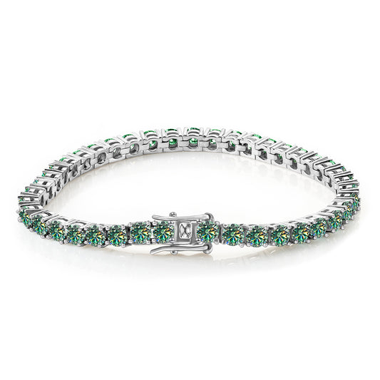 Bracelet Moissanite nouvelle couleur en argent sterling, rangée de diamants, chaîne de tennis en diamant