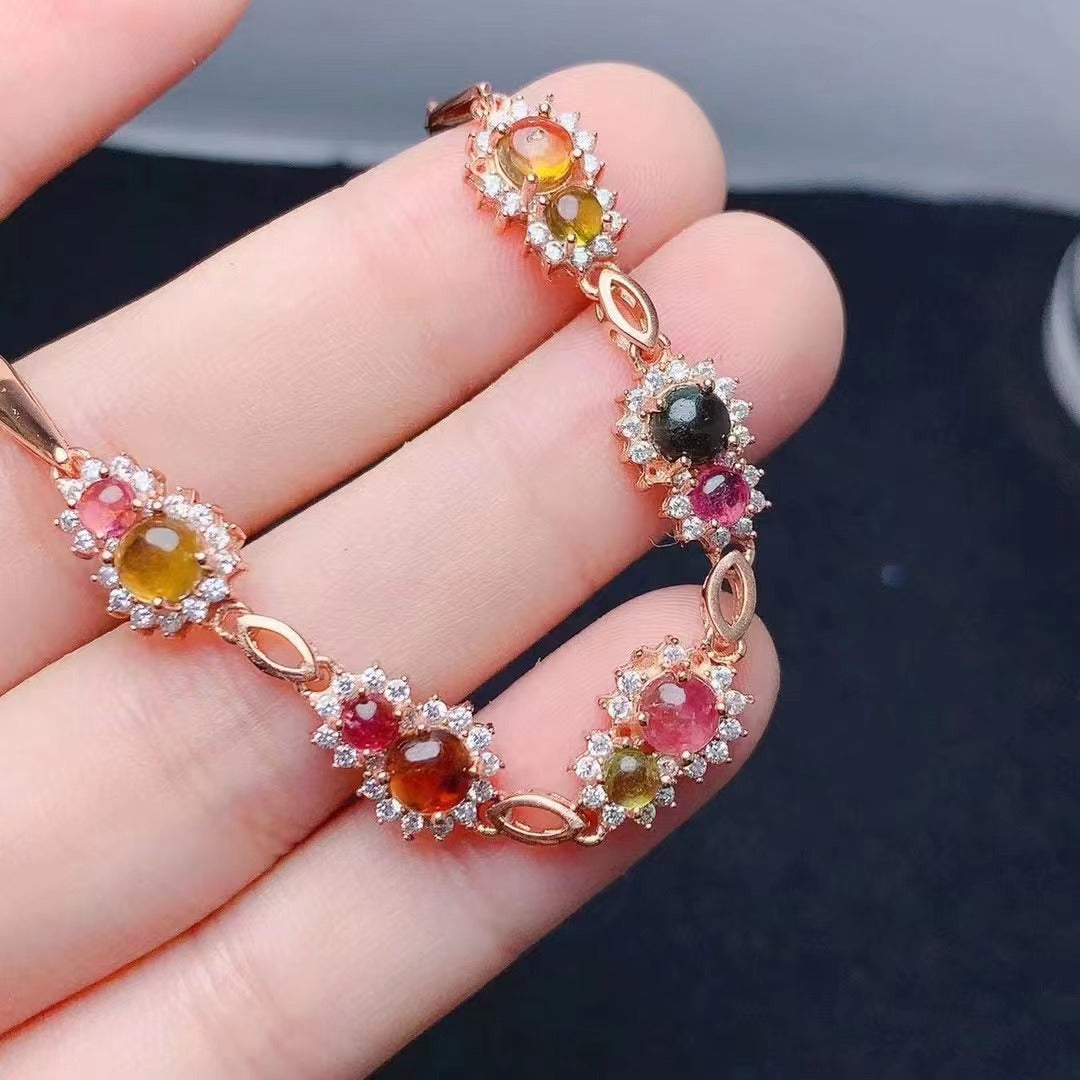 Bracelet en tourmaline naturelle, design gourde porte-bonheur