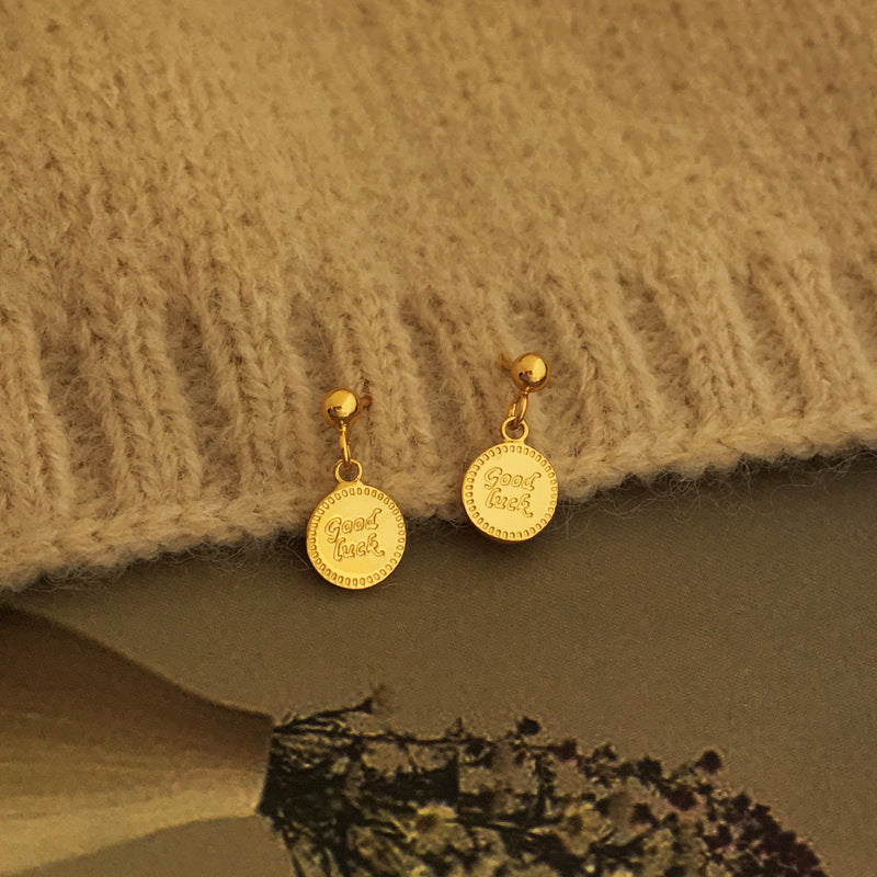 [DF]Pendientes de botón de estilo barroco con aguja de plata S925 bañados en oro real y cobre, pendientes de letras geométricas simples, pendientes estilo ins