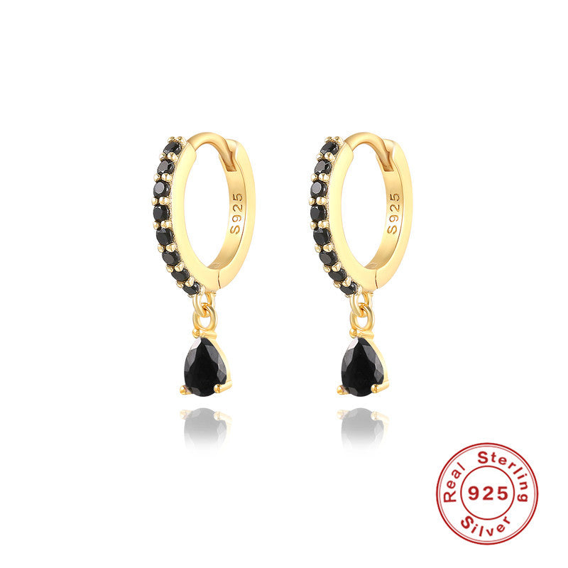 Boucles d'oreilles en argent sterling S925, ensemble de boucles d'oreilles en diamant, couleur fantaisie INS