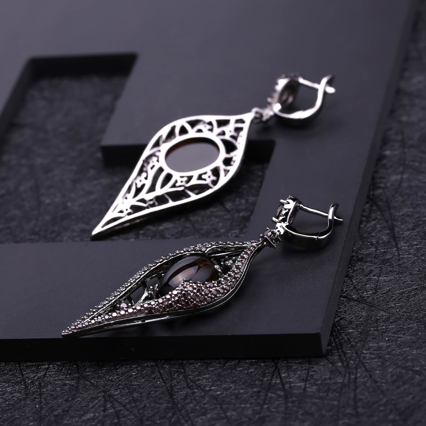 Temperament Retro Jewelry 925 Silver Natural Color Treasure Tea Crystal Earrings and Earrings