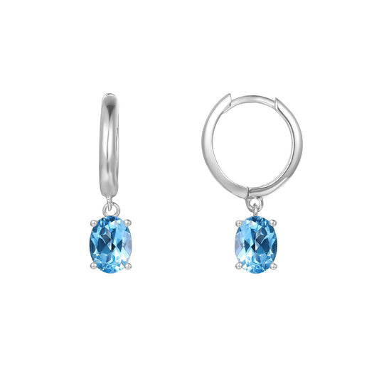 Boucles d'oreilles au trésor coloré naturel, boucles d'oreilles et boucles d'oreilles en topaze incrustées d'argent s925 de personnalité de la mode européenne et américaine