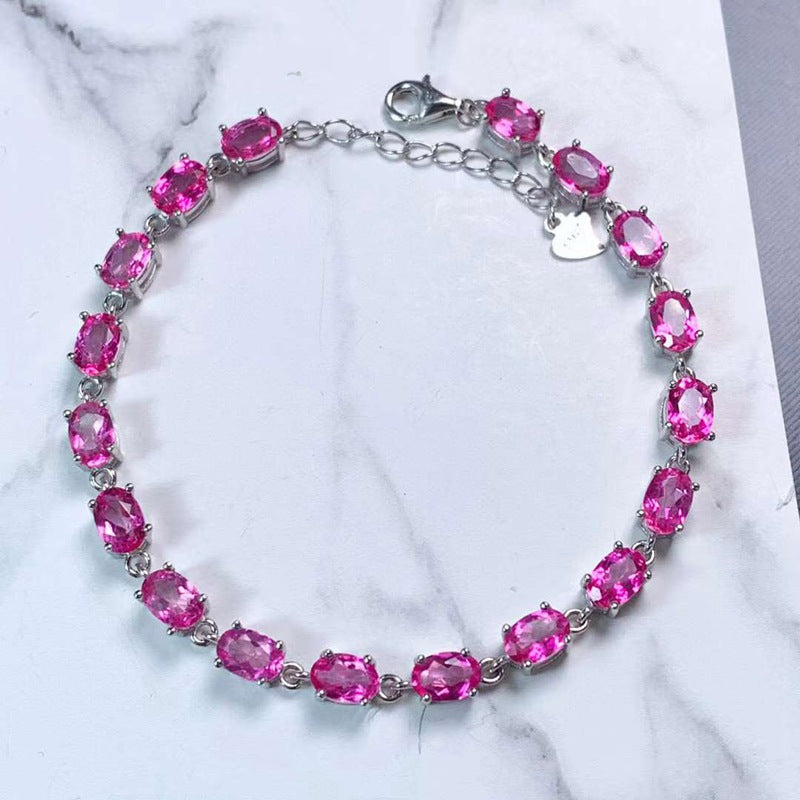 Pulsera de topacio en polvo natural engastada con joyas de plata S925