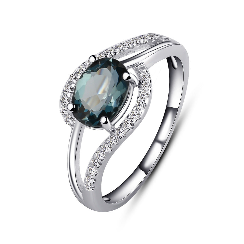 Bague en améthyste naturelle à la mode et luxueuse en argent sterling s925 incrustée d'un trésor naturel coloré