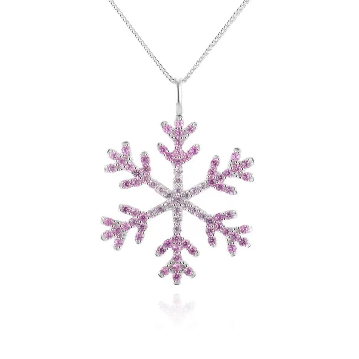 S925 Sterling Silver Inlaid Cultivated Gemstone Pendant Necklace Snowflake Moissaniteg Pendant Necklace