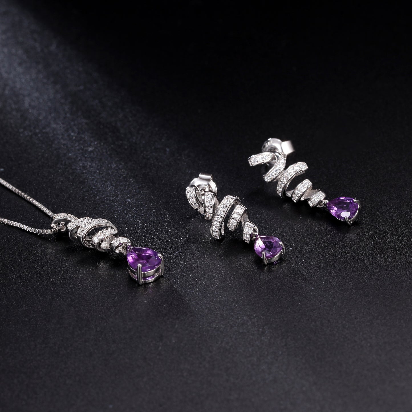 Natural amethyst gemstone earrings s925 silver inlaid with natural colorful earrings