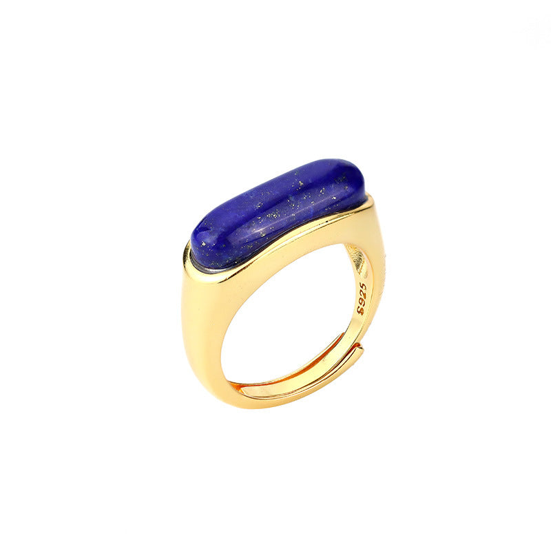 La bague lapis-lazuli en argent S925 est simple et atmosphérique