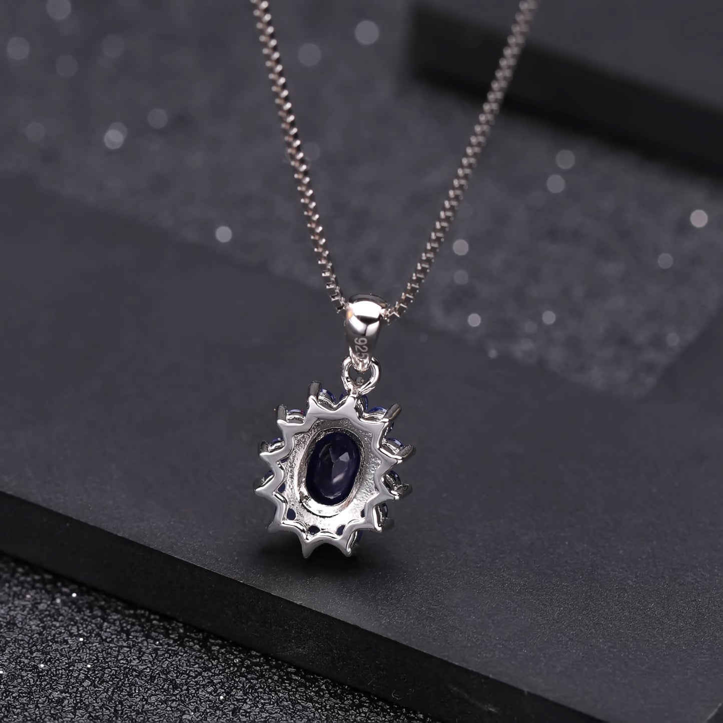 Fashion, light luxury, synthetic sapphire necklace, sunflower flowers, s925 sterling silver, inlay colored gemstone necklace pendant