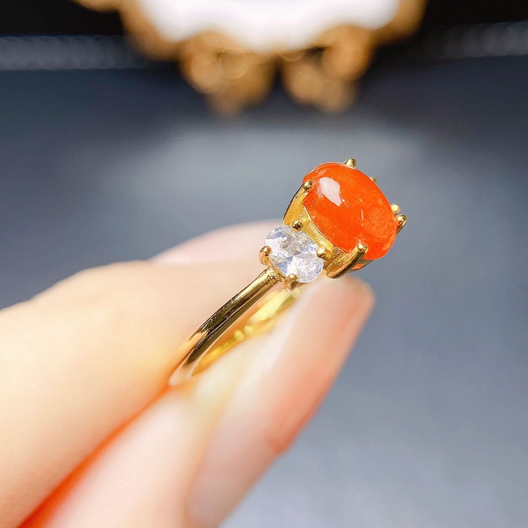 [DF]Natural Fire Opal Ring - S925 Silver Setting