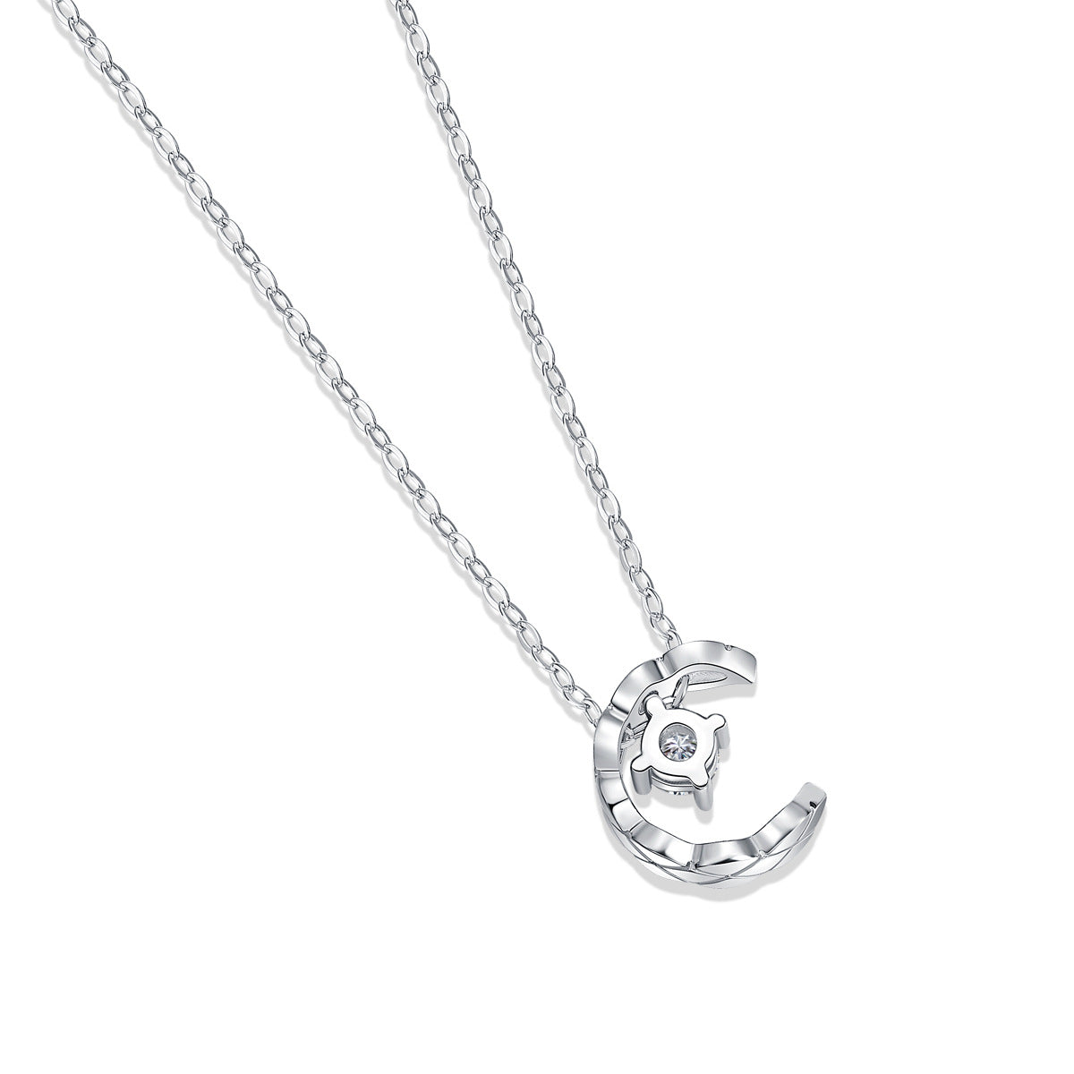 Collar de plata S925 Mosang Stone Dream Falling Star y Moon Colgante de moda con cadena