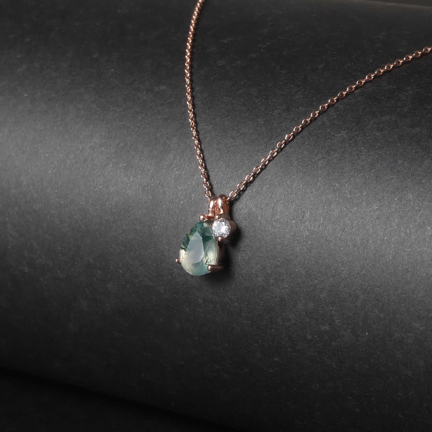 Small and exquisite clavicle chain 925 sterling silver pendant natural aquatic agate necklace