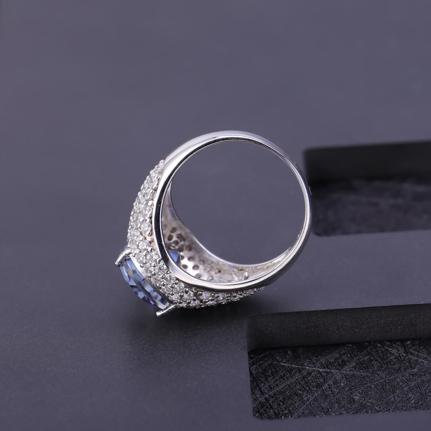 Bague en cristal de couleur argent S925, bague en pierres précieuses