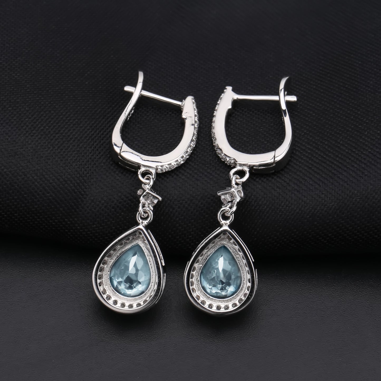 Boucles d'oreilles topaze naturelle, argent s925 incrusté de pierres précieuses naturelles