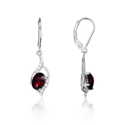 Set with garnet s925 silver earrings and studs