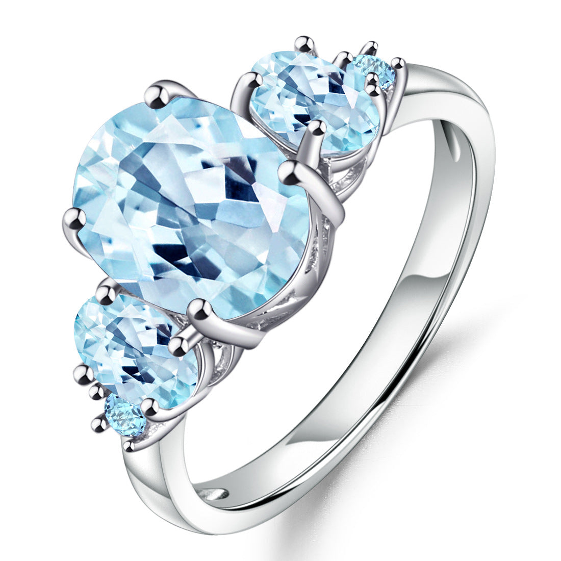 Natural Topaz sterling silver gem ring s925 silver inlaid natural colorful ring.