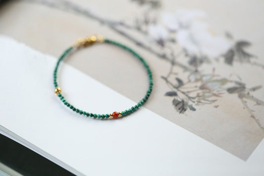 Natural Malachite Paired with Southern Red Agate Bracelet