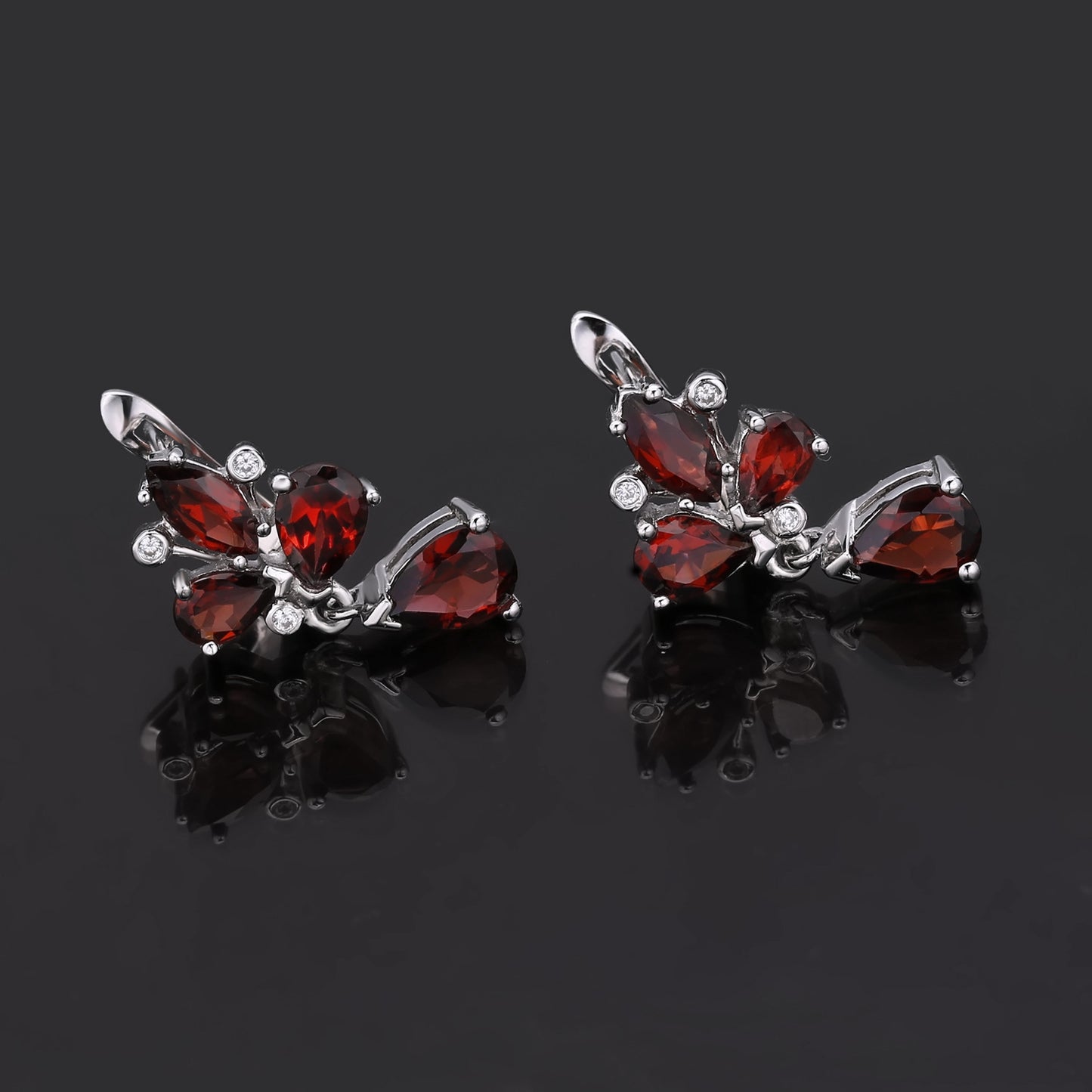 Boucles d'oreilles et boucles d'oreilles en grenat incrusté de trésor coloré naturel, boucles d'oreilles et boucles d'oreilles en argent s925 avec pierre de naissance