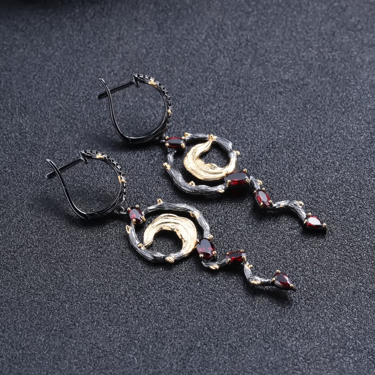 Natural wind 925 silver natural colorful garnet earrings earrings