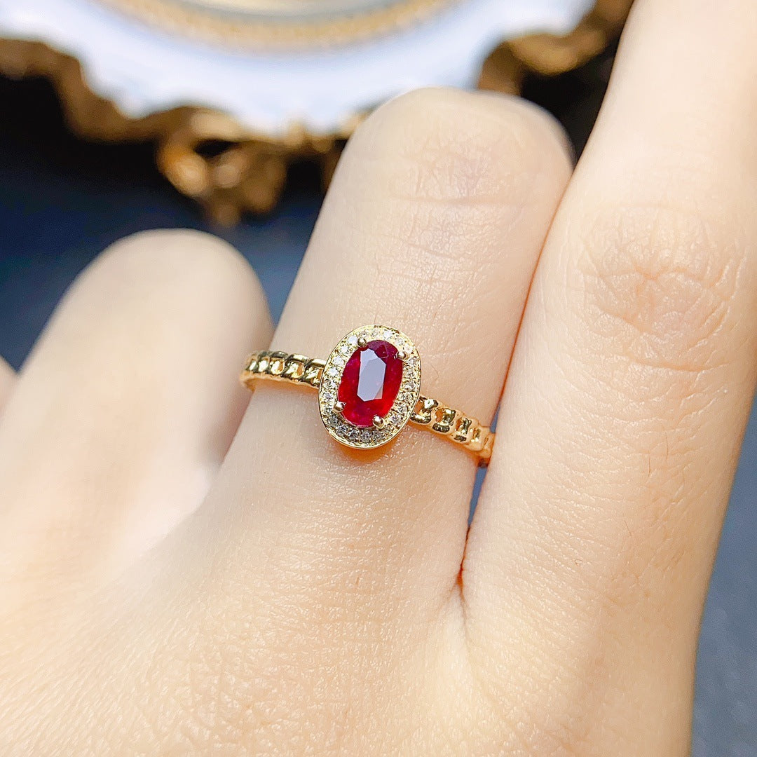 Natural ruby ring 18K gold set main stone 4*6 selling