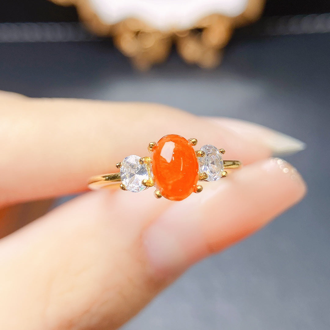 [DF]Natural Fire Opal Ring - S925 Silver Setting