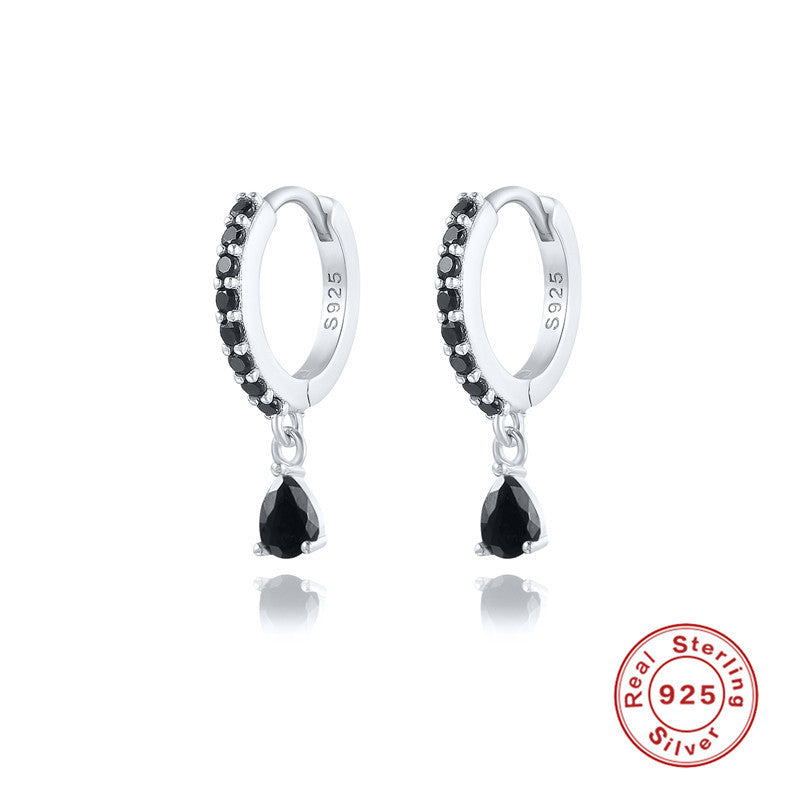 Pendientes colgantes de diamantes en plata de ley S925 con diamantes de colores elegantes