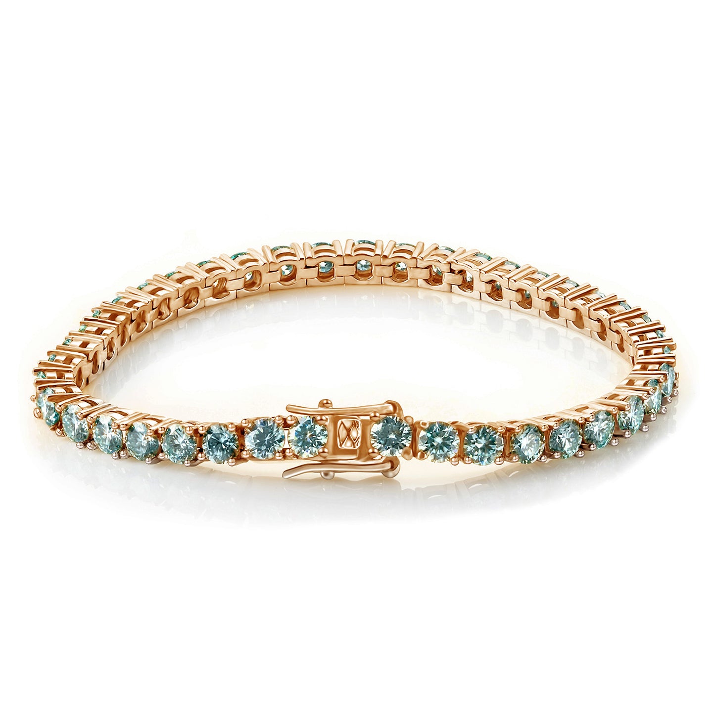 Bracelet incrusté de diamants, Mosonite colorée rose bleue, en argent pur, pierre principale de 5mm