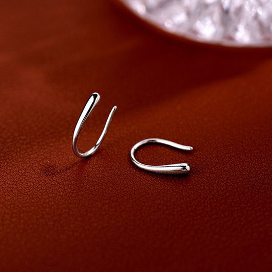 "Whimsical Curve" S925 Silver Hook Earrings - Minimalist Design, Versatile and Unique Ear Accessories for Women.