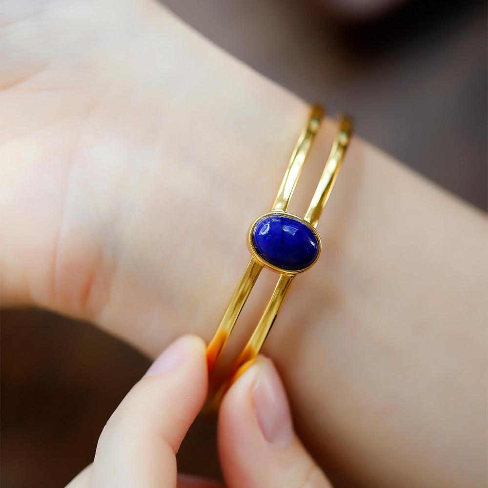 S925 silver gold-plated lapis lazuli bracelet