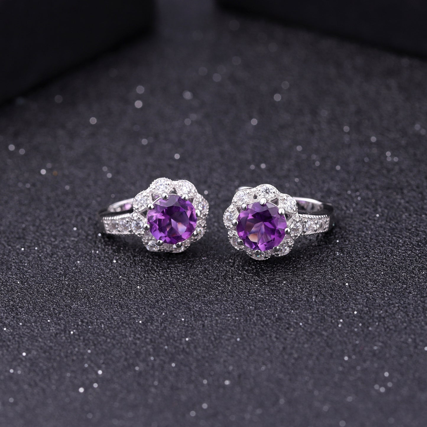 Natural amethyst earrings s925 silver inlaid natural gemstone earrings