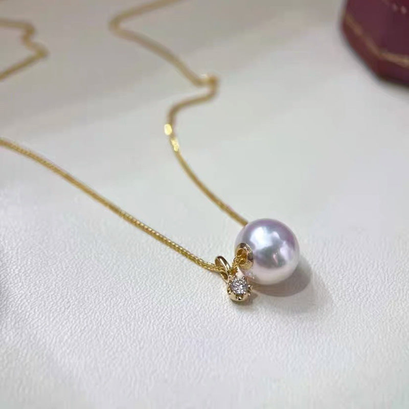 [DF]18K Akoya Pearl Pendant Necklace with Meteor Star Chain