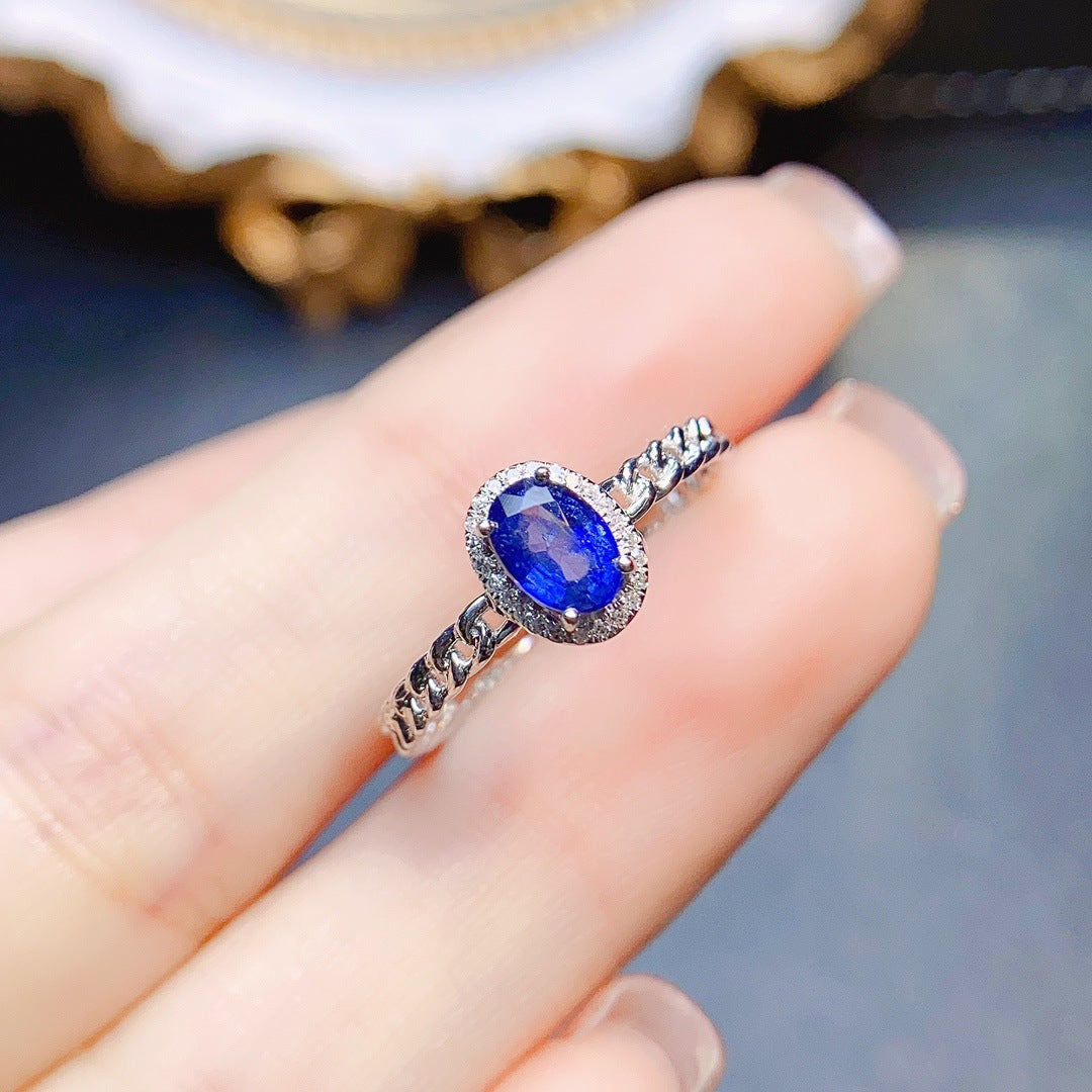 Natural sapphire ring 18K gold set main stone 4*6 selling