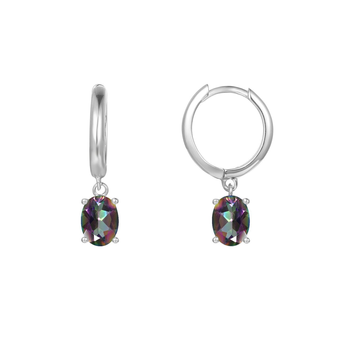 Natural Colorful Treasure Earrings, European and American Fashion Personality s925 Silver Inlaid Topaz Earrings and Earrings