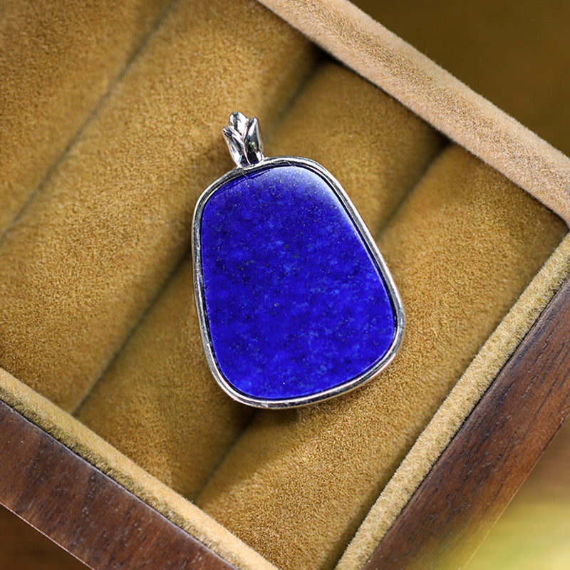 S925 Silver inlaid Lapis lazuli Joker Klein Blue Necklace