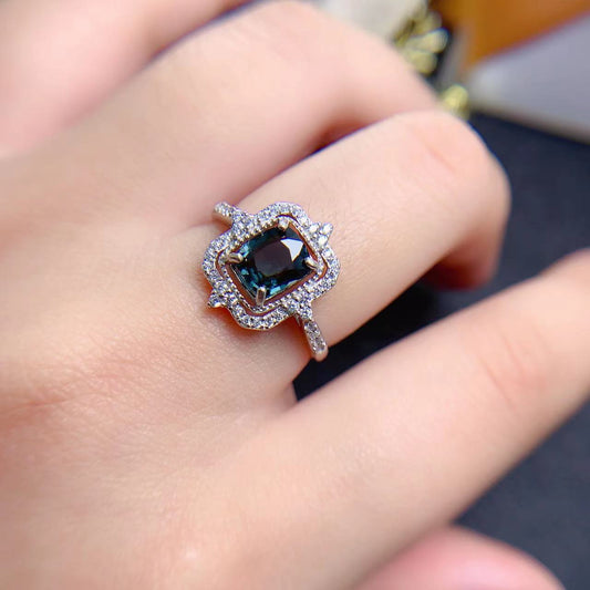 [DF] Bague en argent 925 avec spinelle naturelle - Cadeau parfait pour une date et la Saint-Valentin, bague ornée d'une pierre précieuse en spinelle naturelle