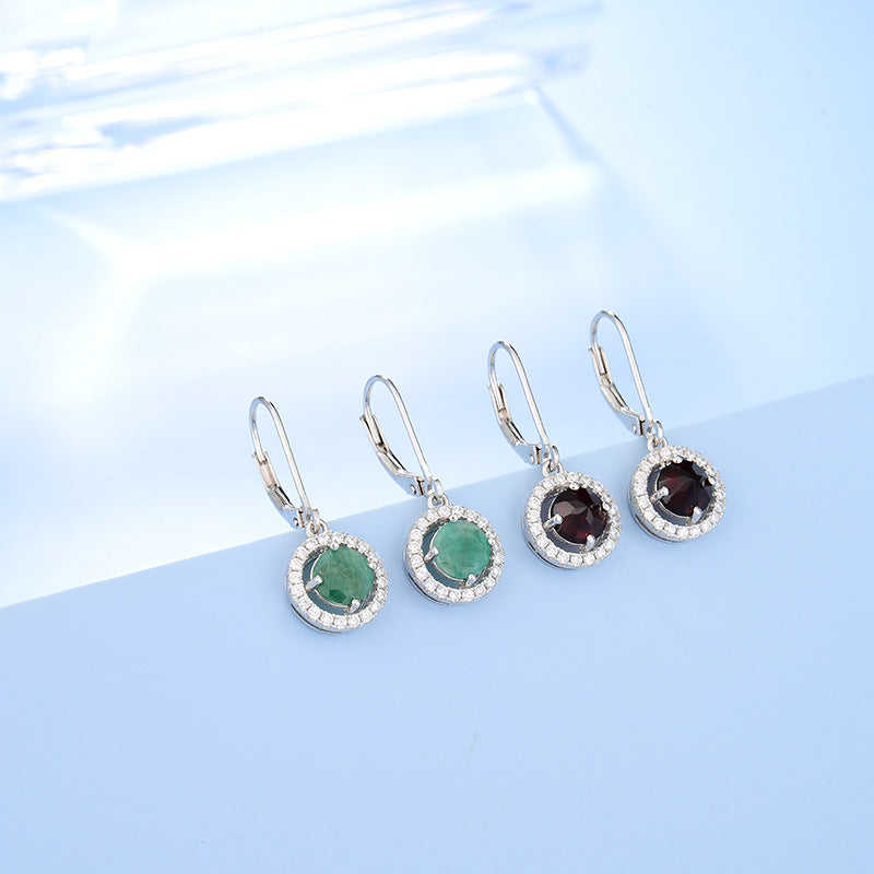 Pendientes y aretes de tesoros coloridos naturales, conjunto elegante y moderno con piedras preciosas Pendientes y aretes de granate de plata s925