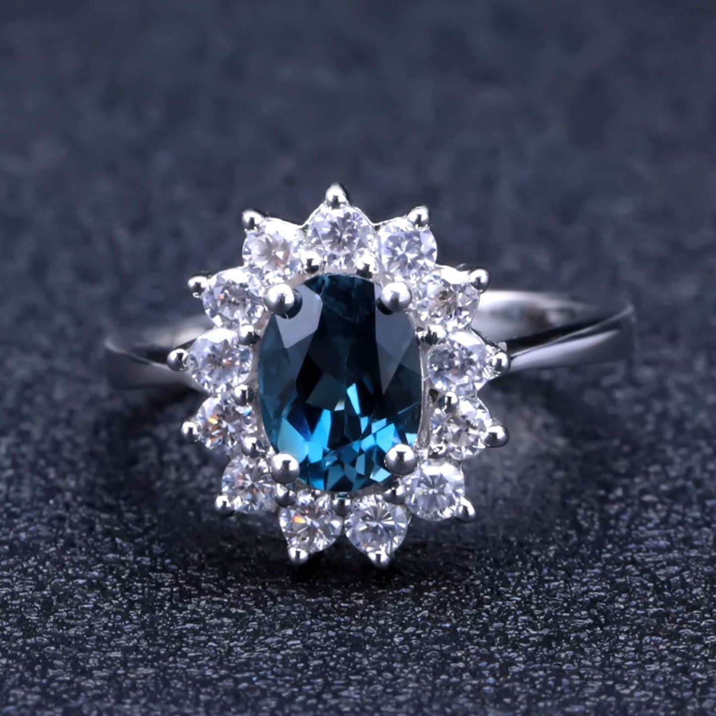 Fashion s925 sterling silver natural topaz ring