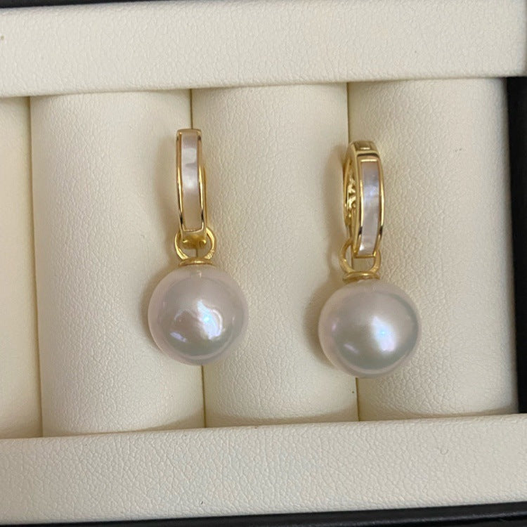 [DF]Multi-Wearable Shell Accent Edison Pearl Earrings - 10-13mm