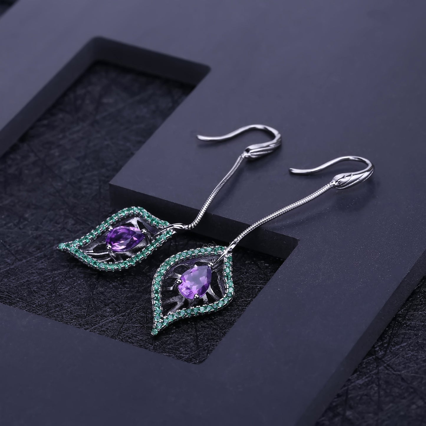 Long jewelry accessories s925 silver natural amethyst earrings and earrings