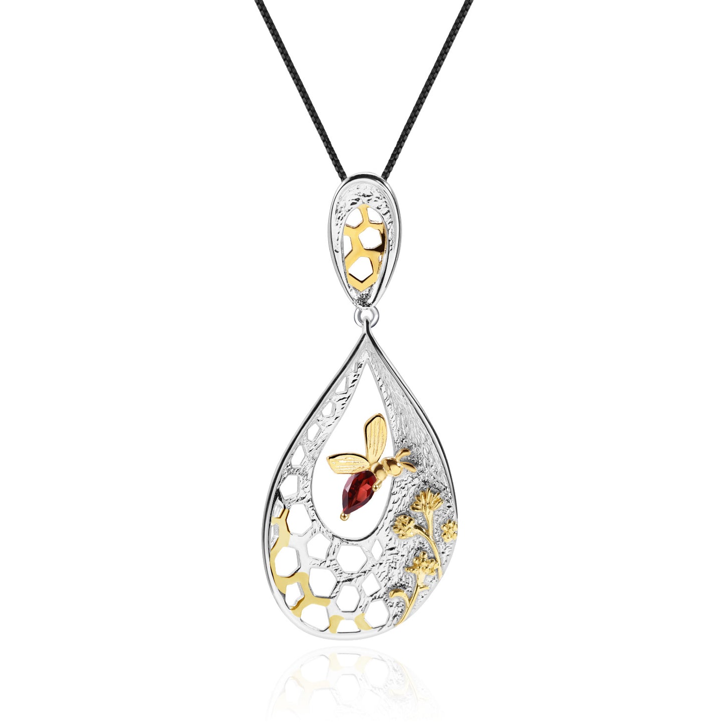 Pendentif de style design en argent s925 avec pendentif en pierre précieuse naturelle