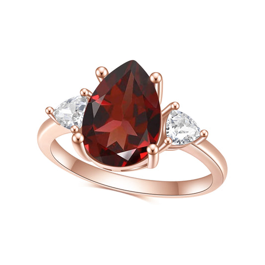 S925 silver inlaid natural garnet ring luxury sense 8*12mm natural gem rose gold ring