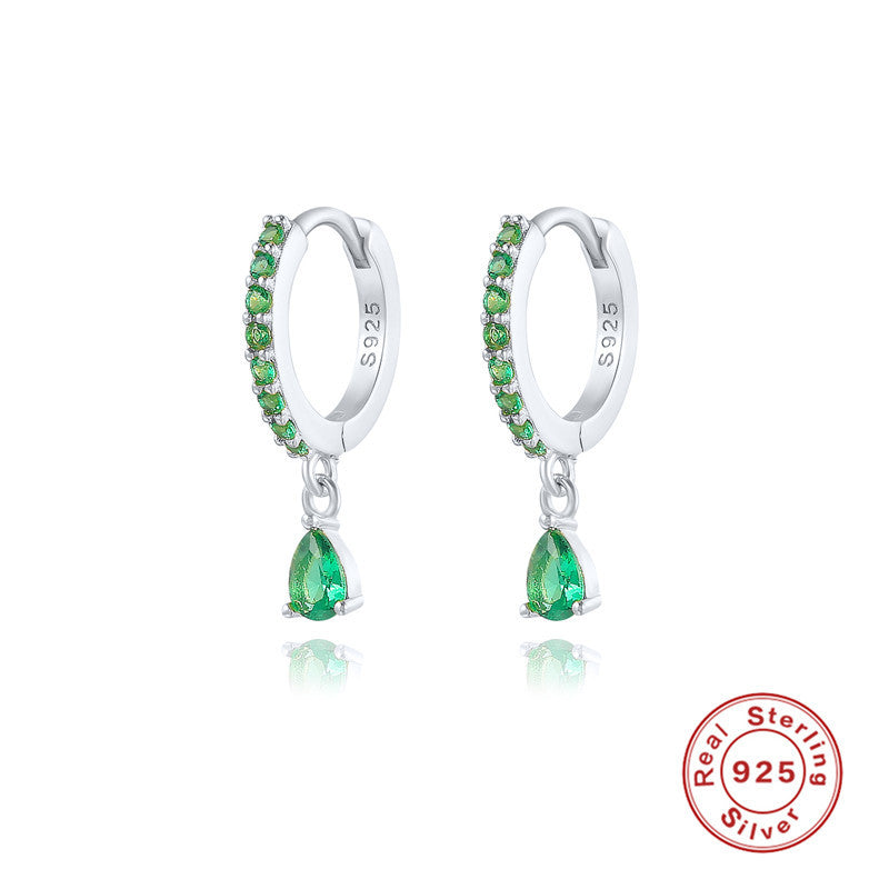 Pendientes colgantes de diamantes en plata de ley S925 con diamantes de colores elegantes