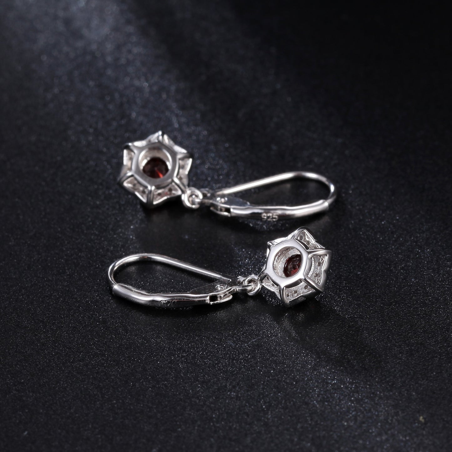 Garnet gemstone earrings s925 silver inlaid with natural gemstone earrings