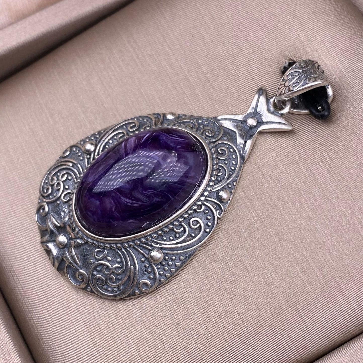 Purple Dragon Amethyst Pendant s925 Silver Inlaid Vintage Silver Antique Made Old Amethyst Pendant