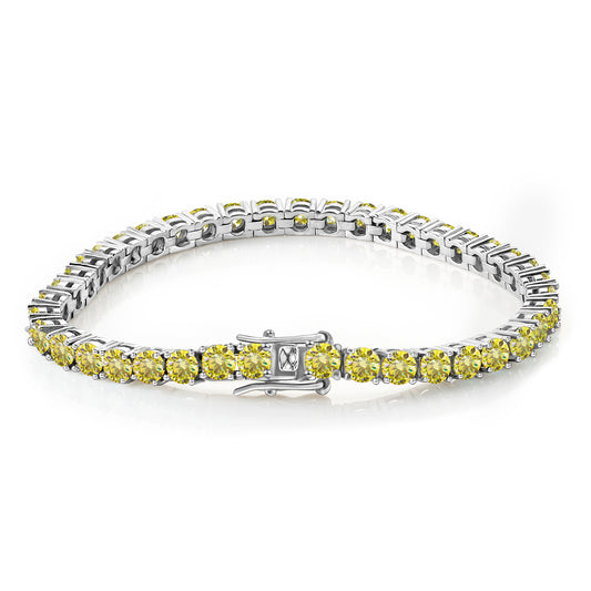 Bracelet de tennis Moissanite jaune citron 3mm 